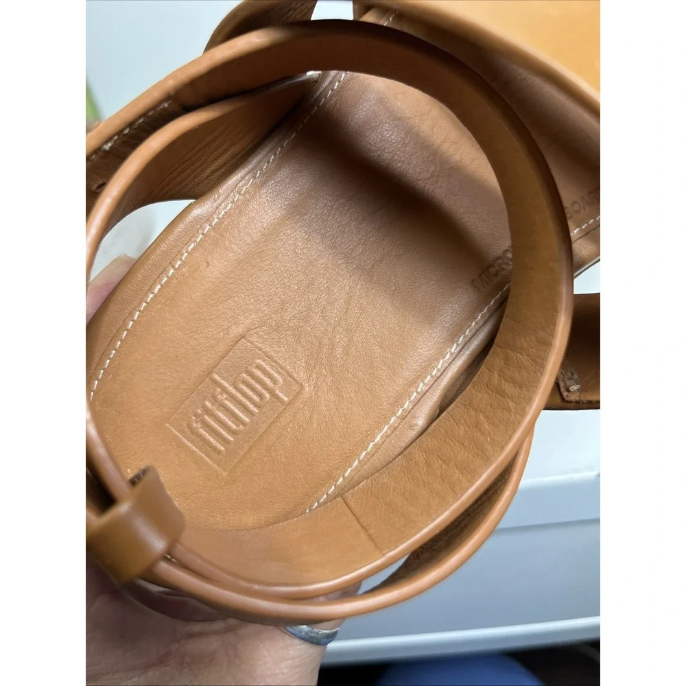 FitFlop Tan Leather PlatFForms Espadrille Wedge Sandals Size 8 Wore Once